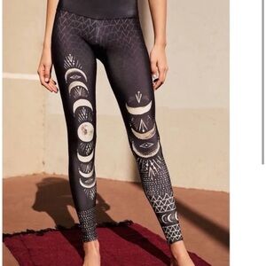 Onzie Black Leggings with White Moon Phase Print